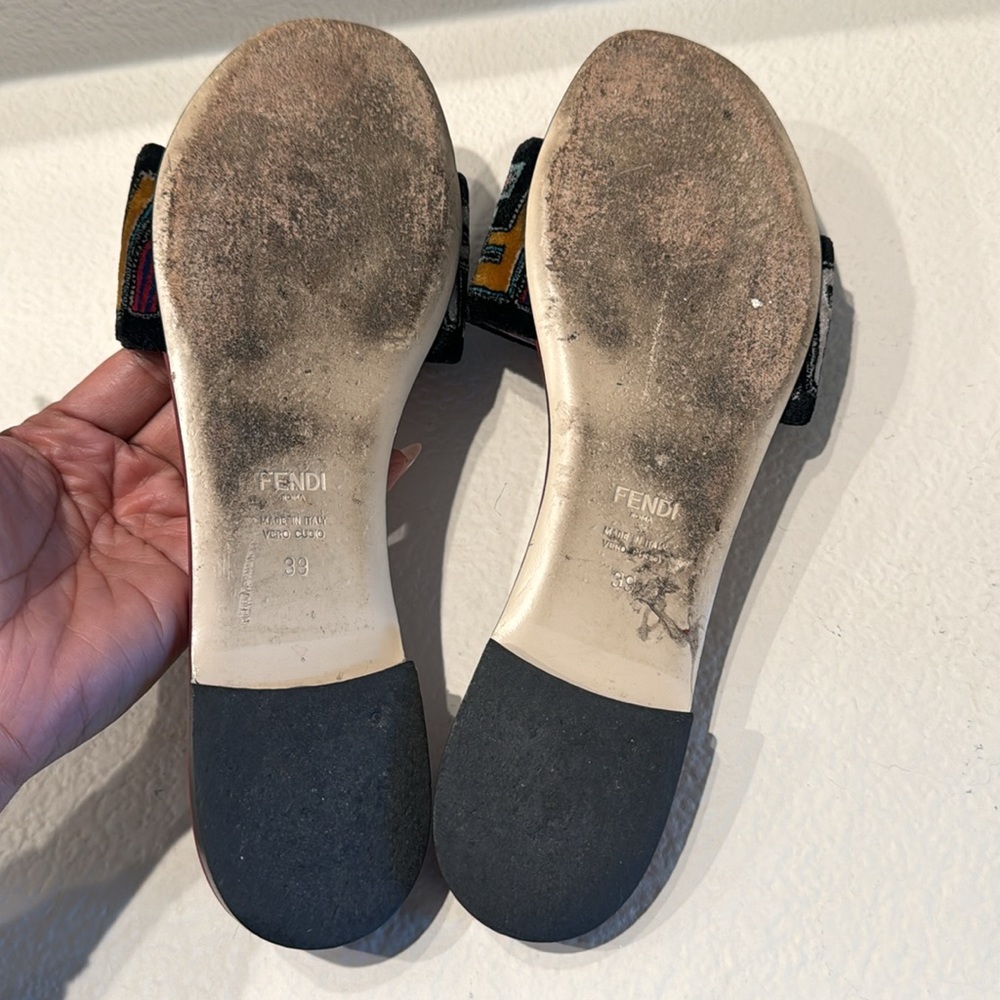 Fendi Multicolor Embroidered Slippers - Picture 5 of 6